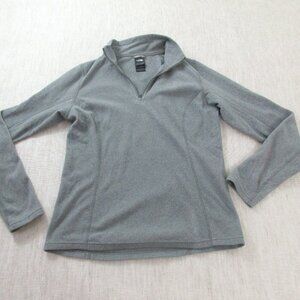 The North Face Sweater Womens Medium Gray Fleece Long Sleeve Logo Quarter Zip